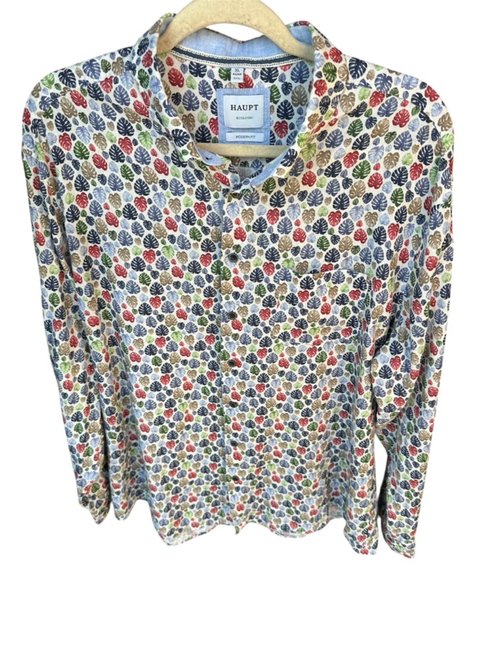 HAUPT Multicolor Leaf Print Button-Up Shirt